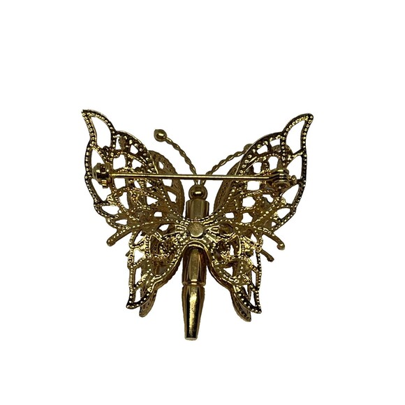 Vintage Unmarked Gold Tone Butterfly Brooch Pin - Picture 3 of 4